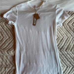 SKIMS White Ribbed Short Sleeve Tee